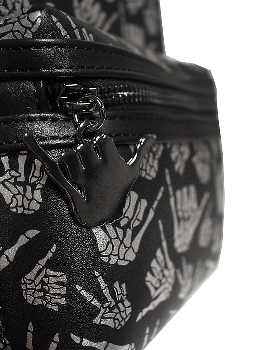 Loungefly Black & White Howl-O-Scream Skeleton Hand Mini Backpack